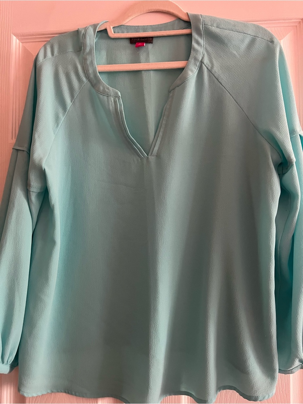 Vince Camuto Mint Blue Split V-Neck Tunic